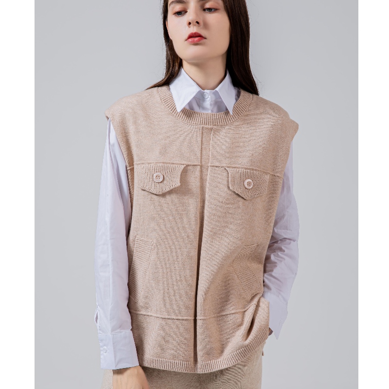 Modieuze trend casual veelzijdig gebreide valse zakvest 68037#